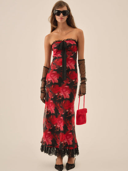 For Love and Lemons Dark Romance Maxi Dress - Red