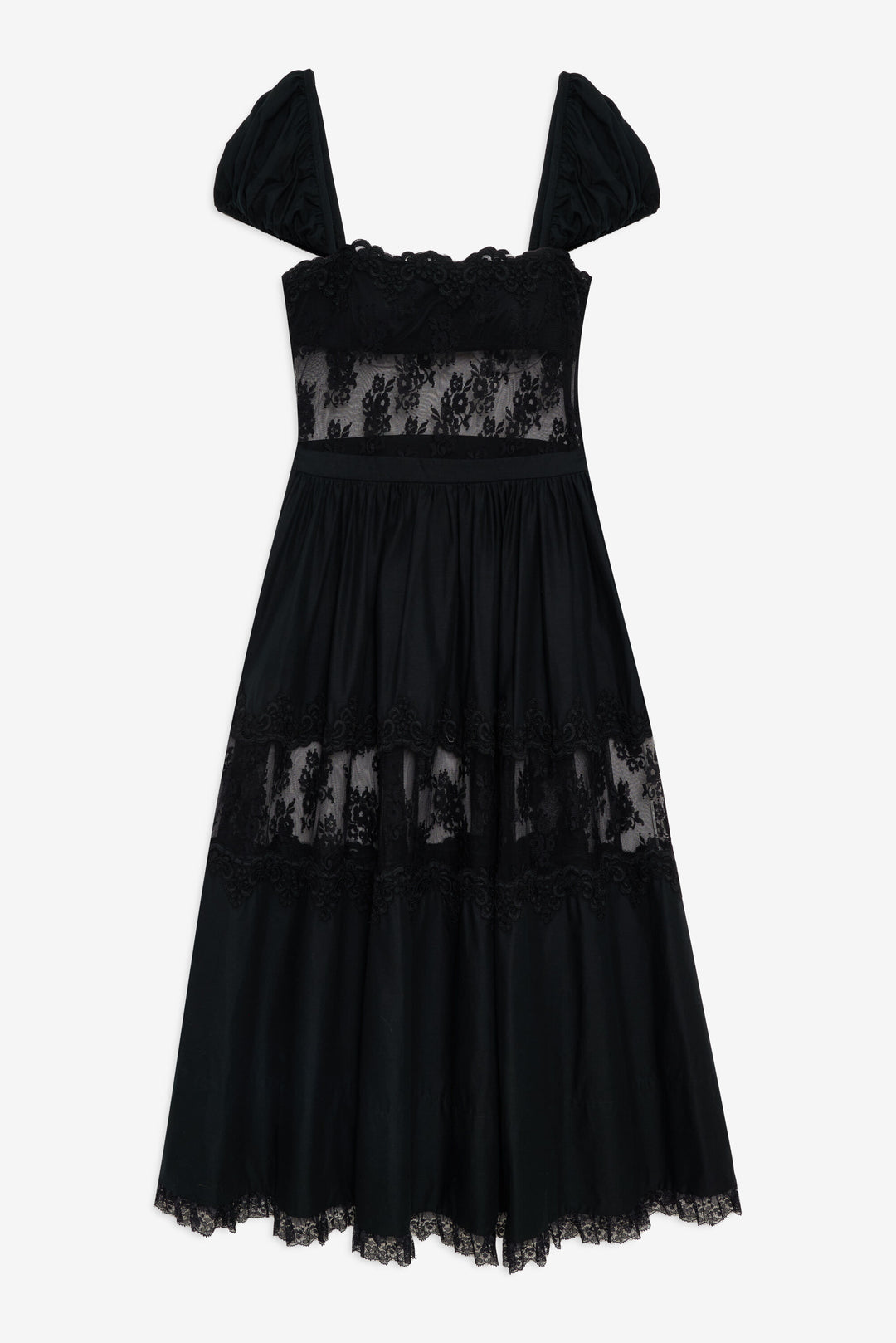 For Love and Lemons Liya Lace Midi Dress - Black