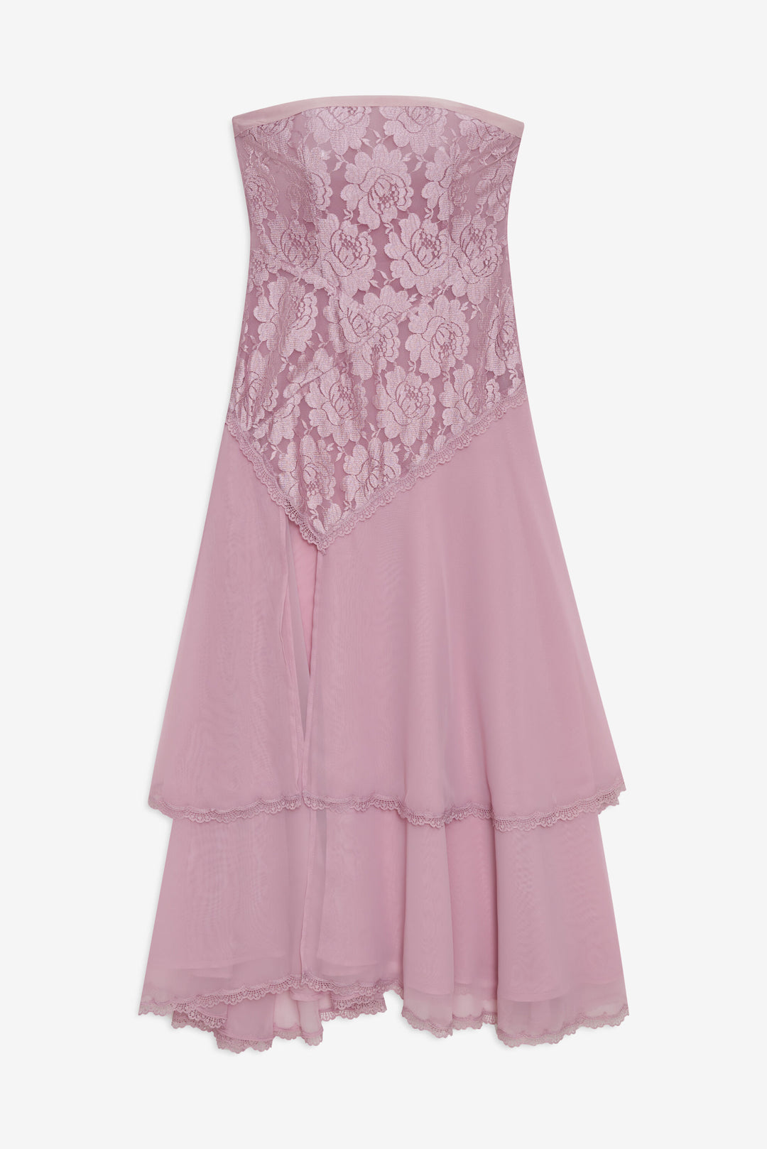 For Love and Lemons Claudia Rose Lace Strapless Midi Dress - Mulberry
