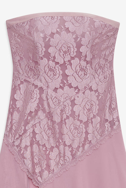 For Love and Lemons Claudia Rose Lace Strapless Midi Dress - Mulberry