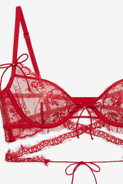 For Love and Lemons Sonja Underwire Bra - Red