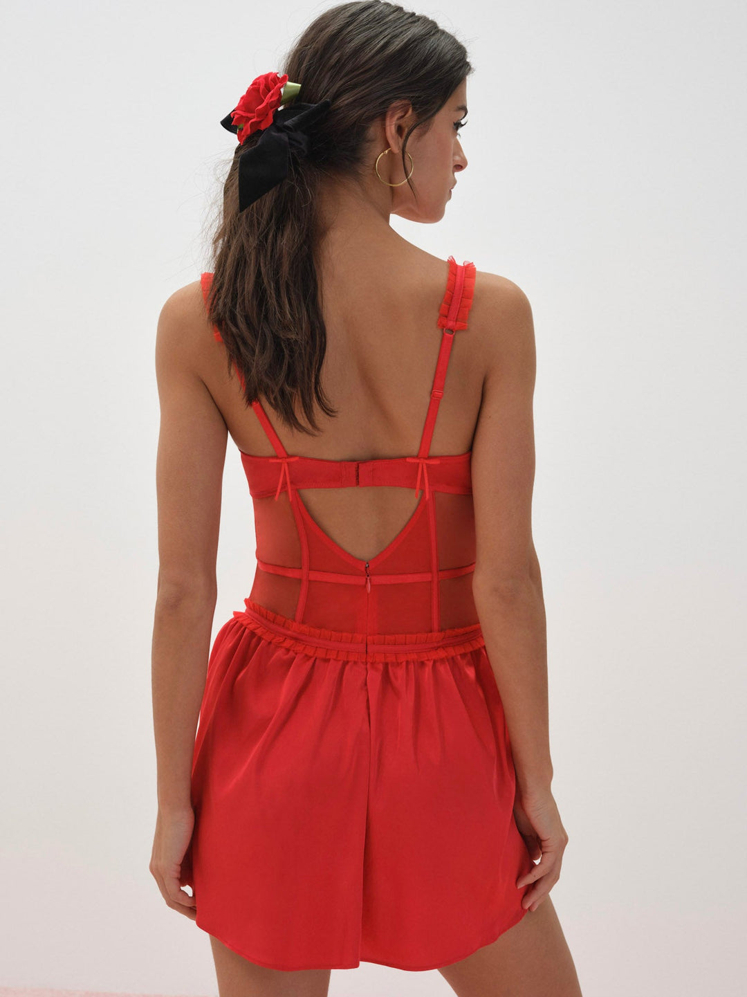 For Love and Lemons Fiona Lace Slip Dress - Red