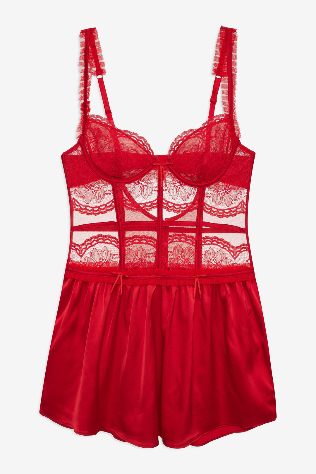 For Love and Lemons Fiona Lace Slip Dress - Red