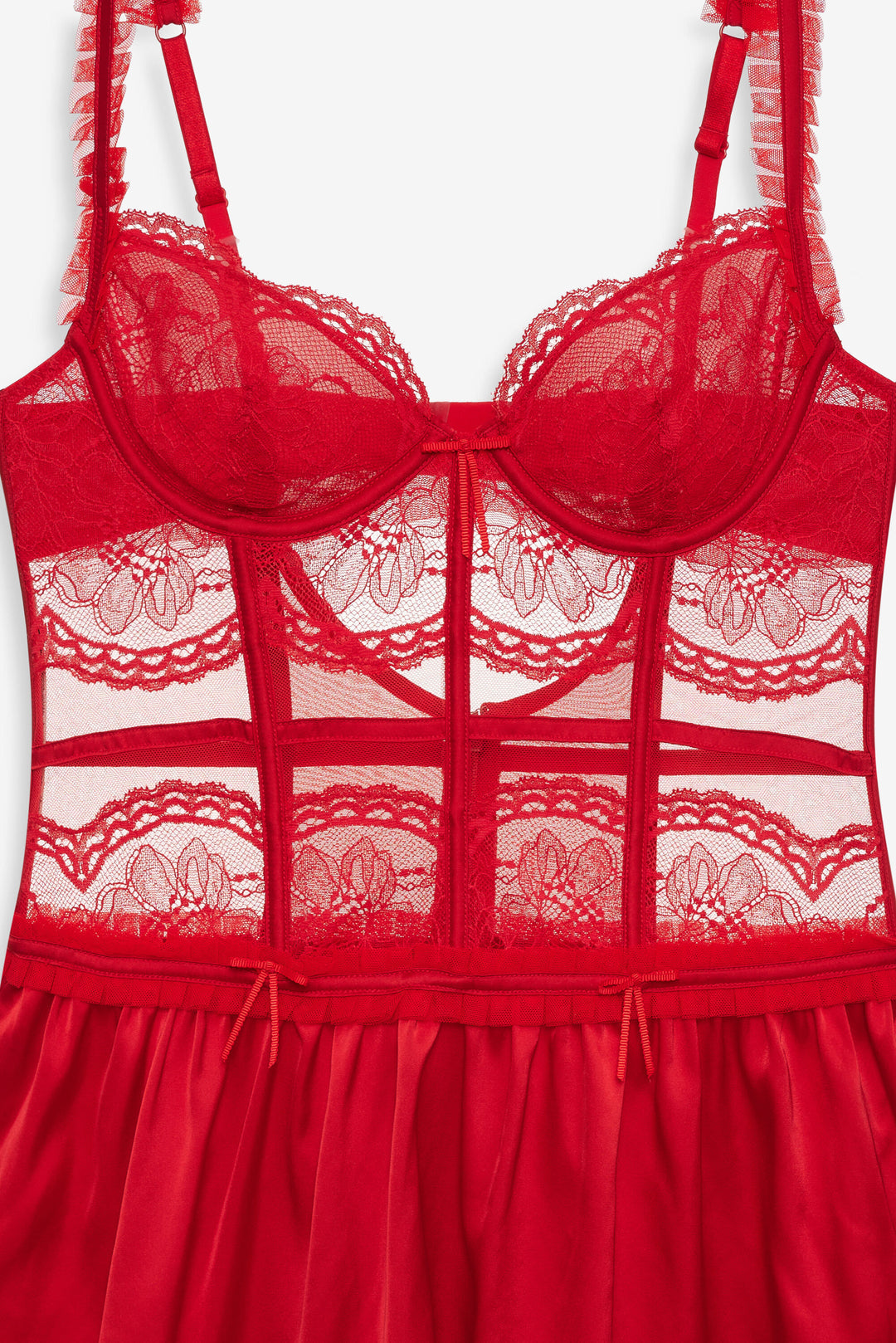 For Love and Lemons Fiona Lace Slip Dress - Red