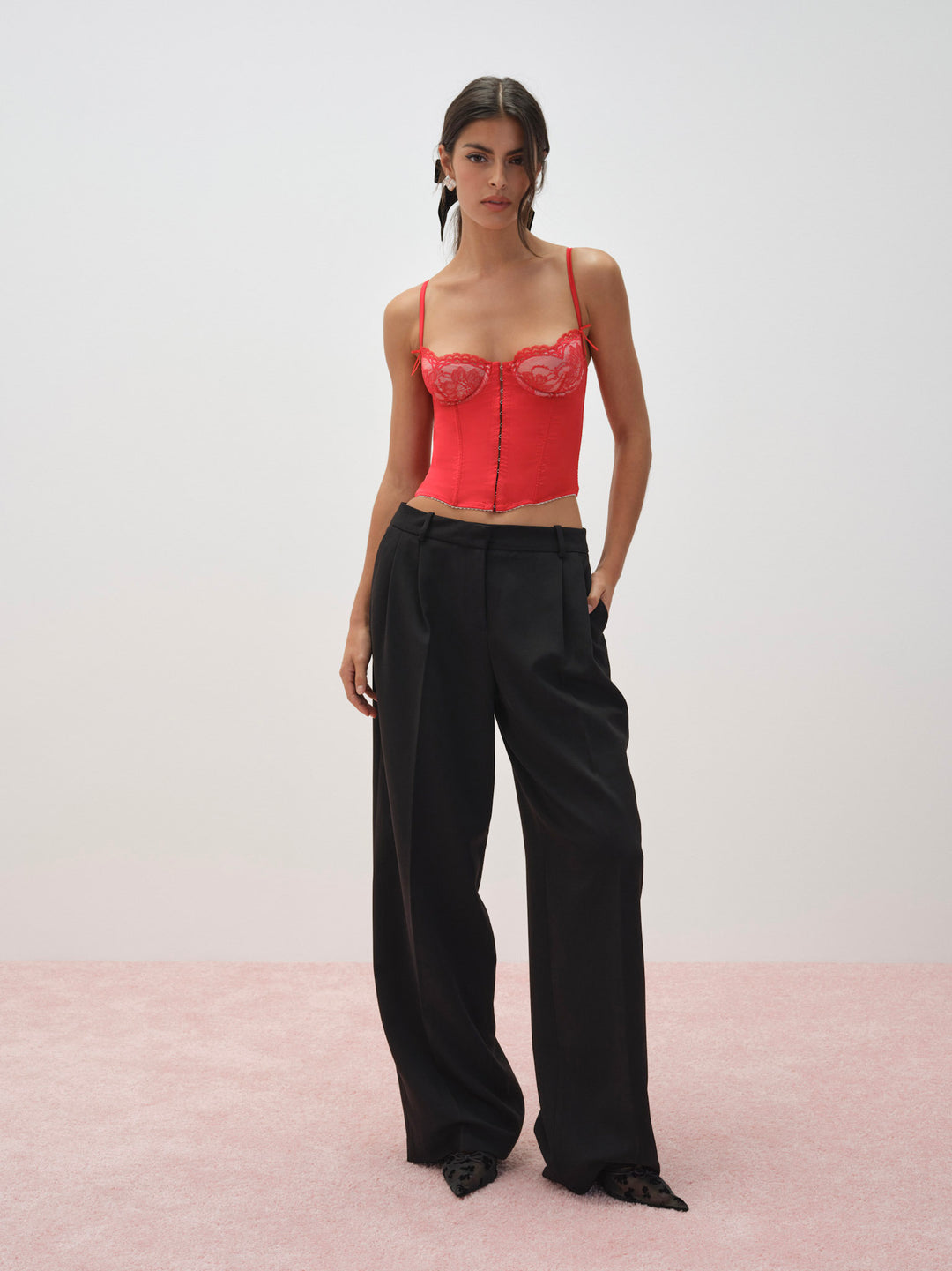 For Love and Lemons Fiona Lace Bustier - Red