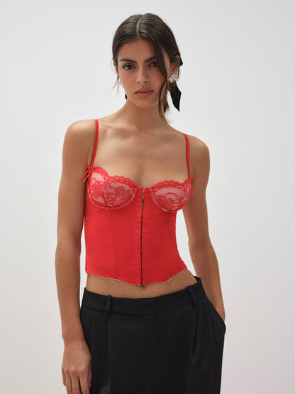 For Love and Lemons Fiona Lace Bustier - Red