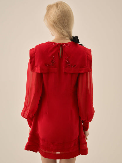 For Love and Lemons Betsy Bow Mini Dress - Red