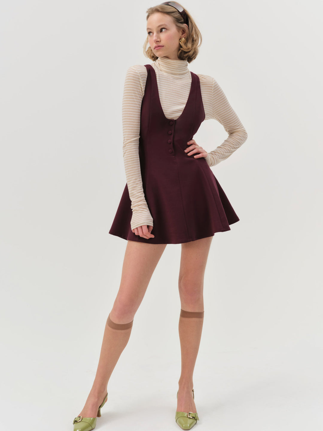 For Love and Lemons Selena Mini Dress - Burgundy