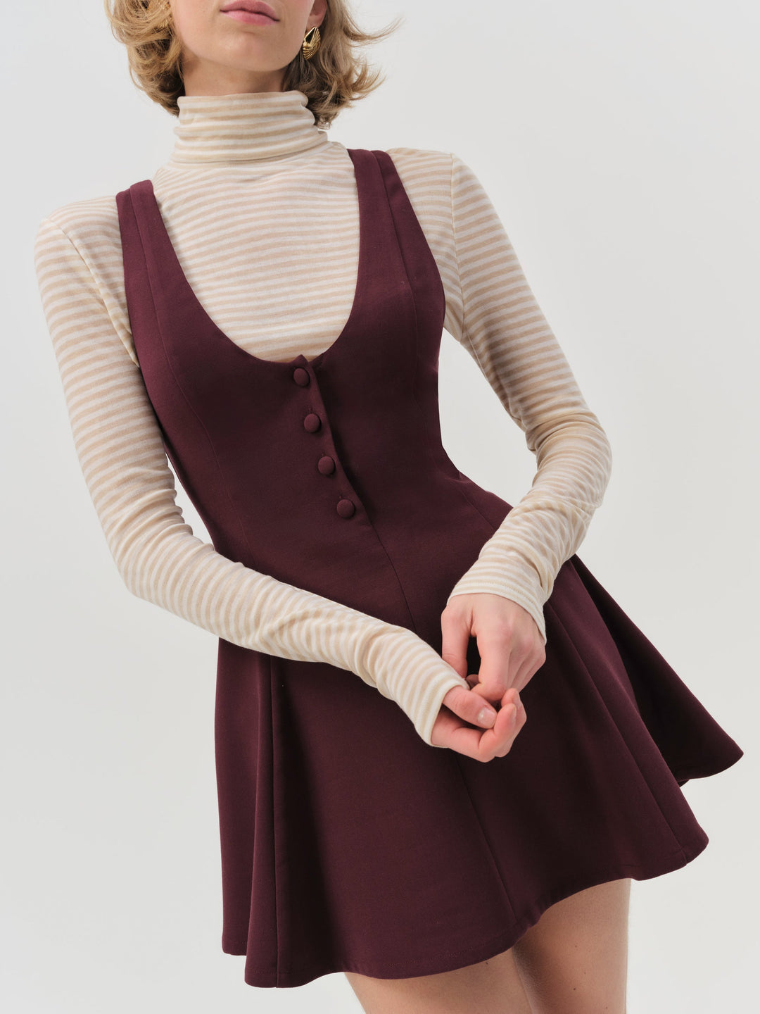 For Love and Lemons Selena Mini Dress - Burgundy