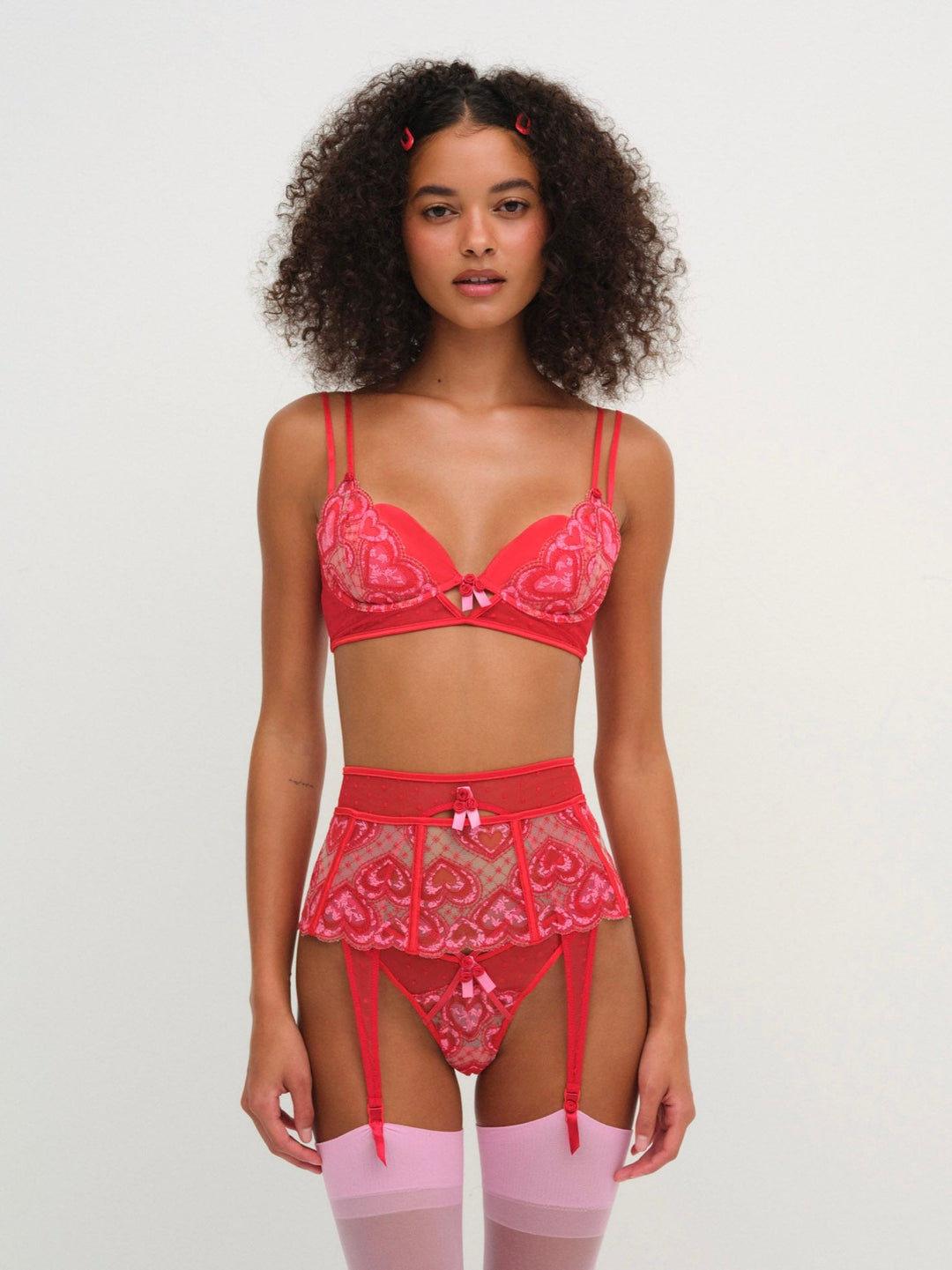 For Love and Lemons Heartbeat Garter Belt - Red