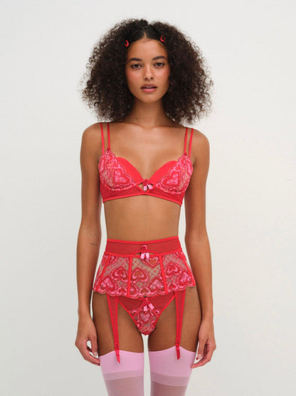 For Love and Lemons Heartbeat Garter Belt - Red