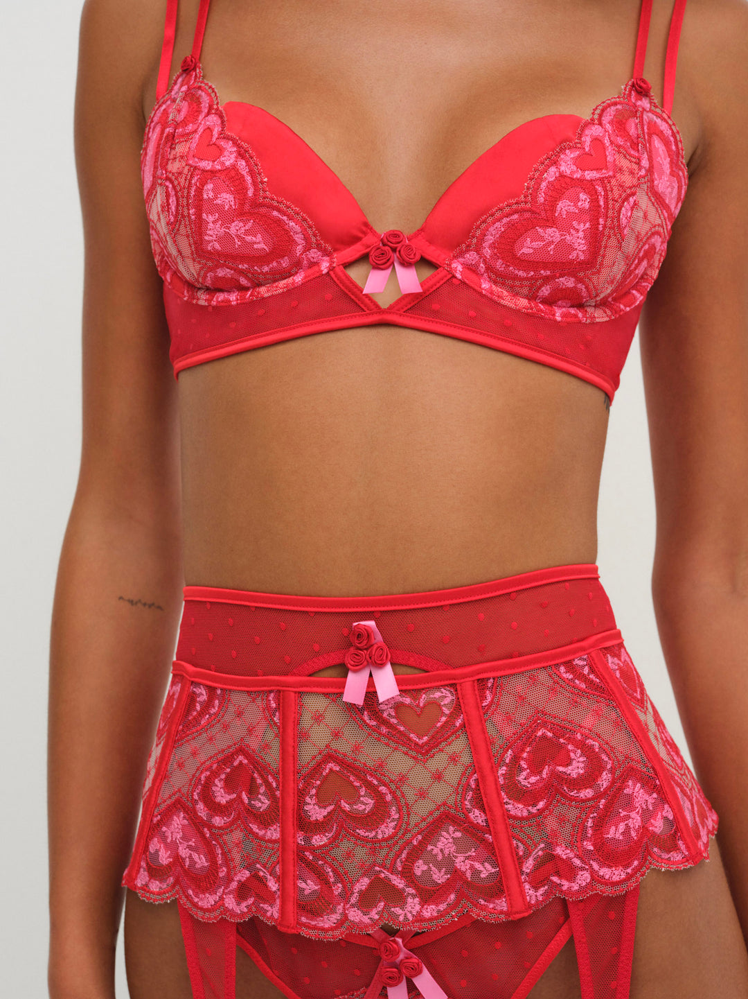 For Love and Lemons Heartbeat Garter Belt - Red