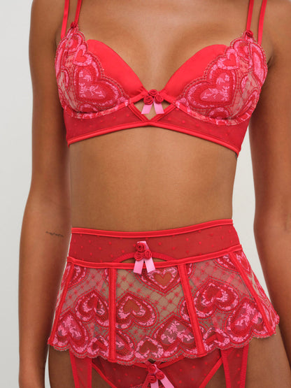 For Love and Lemons Heartbeat Garter Belt - Red