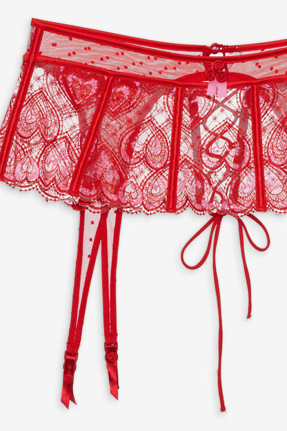For Love and Lemons Heartbeat Garter Belt - Red