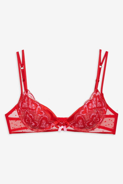 For Love and Lemons Heartbeat Underwire Bra - Red