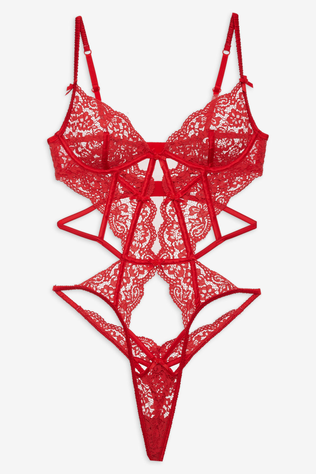 For Love and Lemons Creamsicle Lace Bodysuit - Red