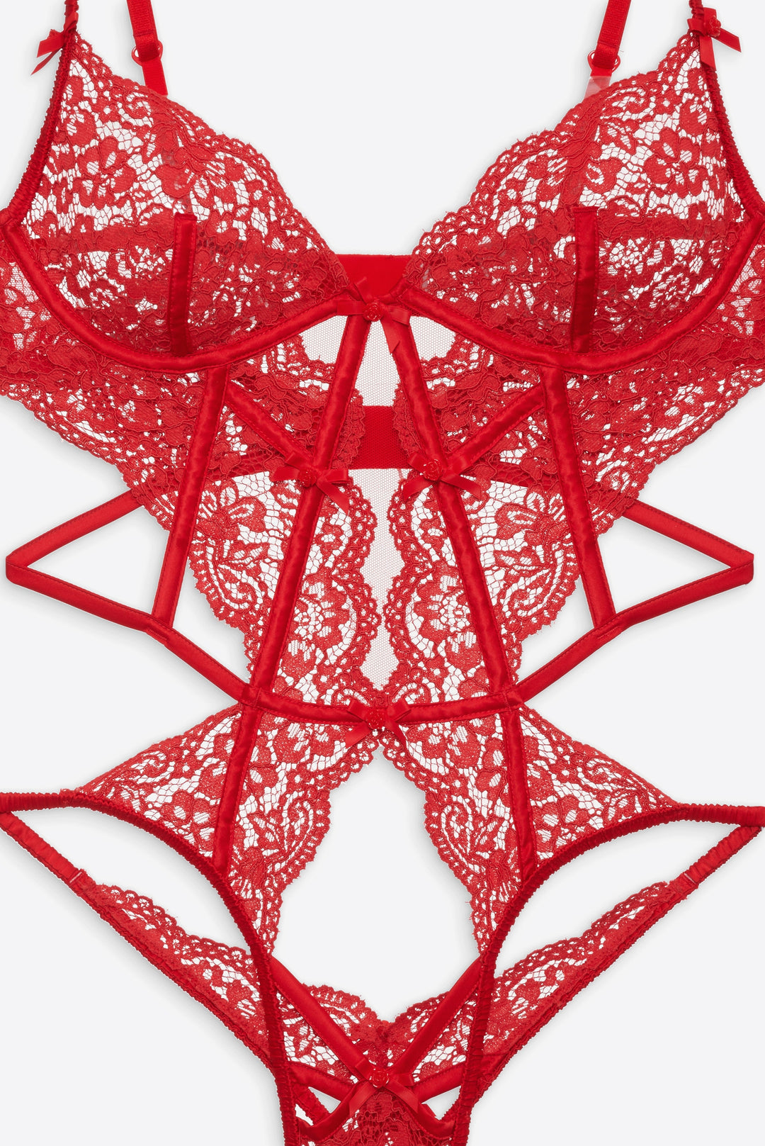 For Love and Lemons Creamsicle Lace Bodysuit - Red