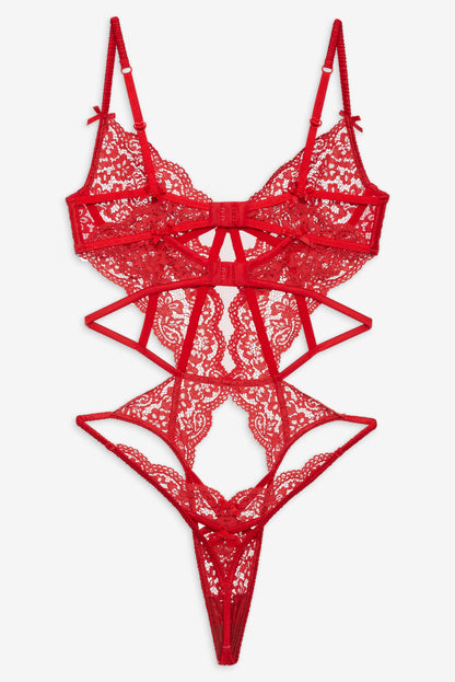 For Love and Lemons Creamsicle Lace Bodysuit - Red