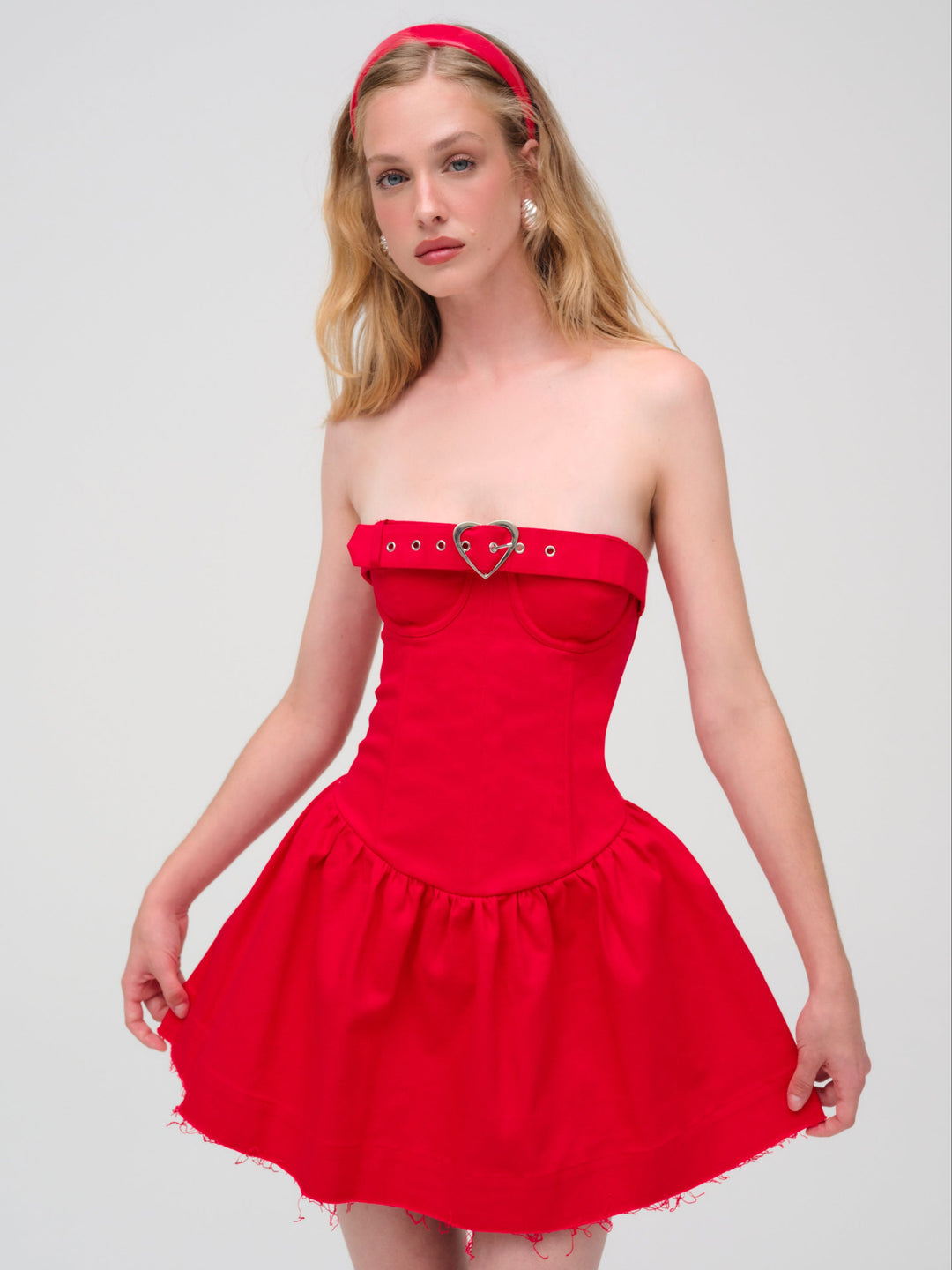 For Love and Lemons Lipstick Denim Mini Dress - Red