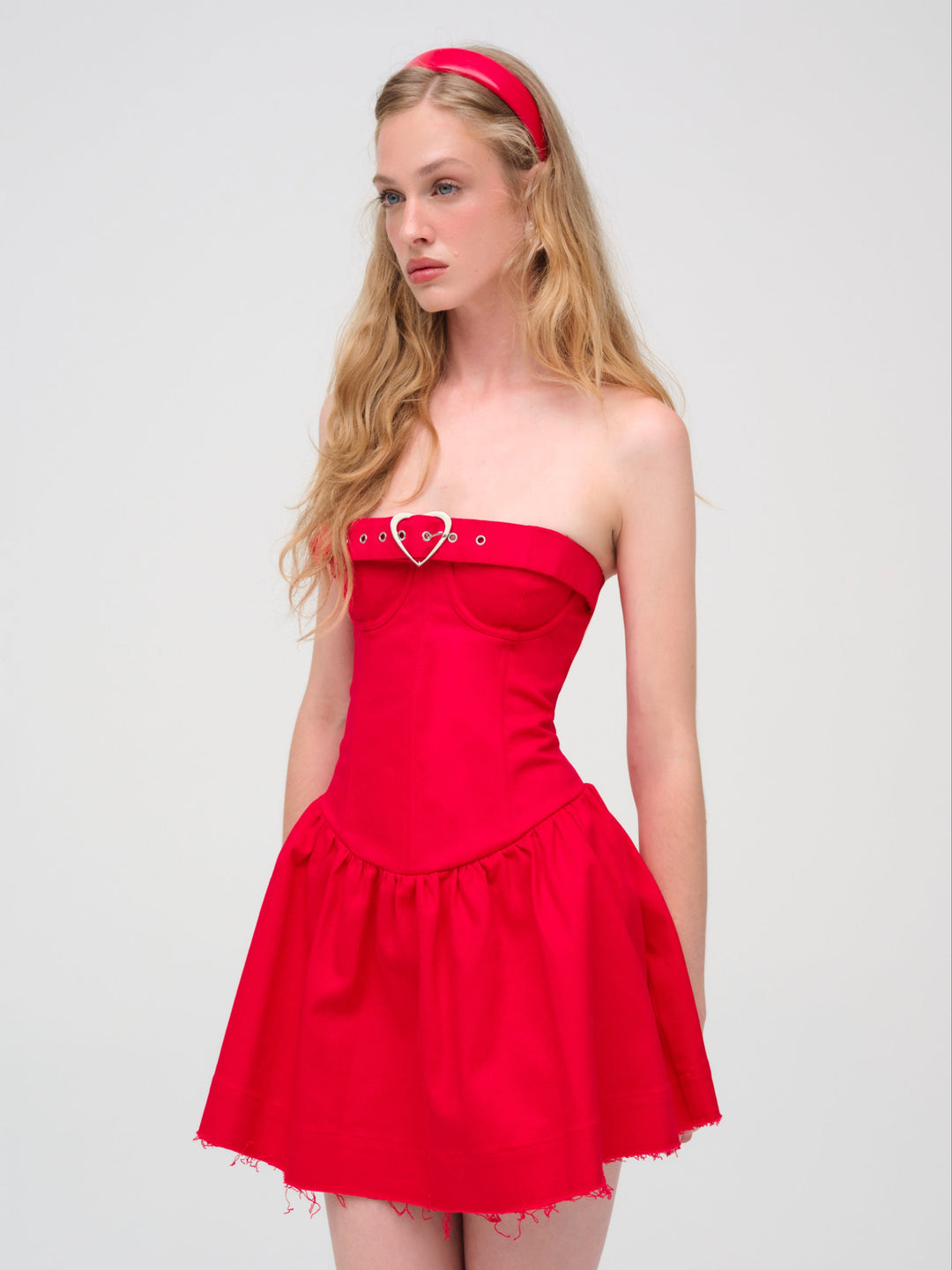 For Love and Lemons Lipstick Denim Mini Dress - Red