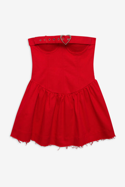 For Love and Lemons Lipstick Denim Mini Dress - Red