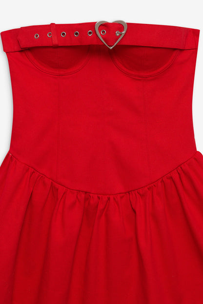 For Love and Lemons Lipstick Denim Mini Dress - Red