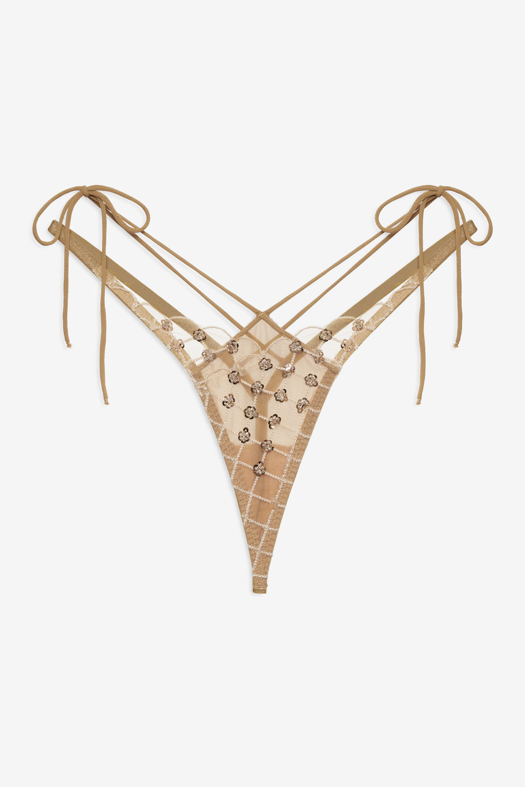 For Love and Lemons Dazzle Me Thong Panty - Gold
