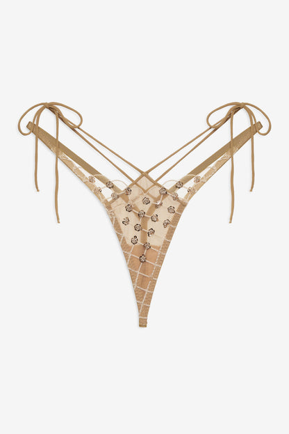 For Love and Lemons Dazzle Me Thong Panty - Gold