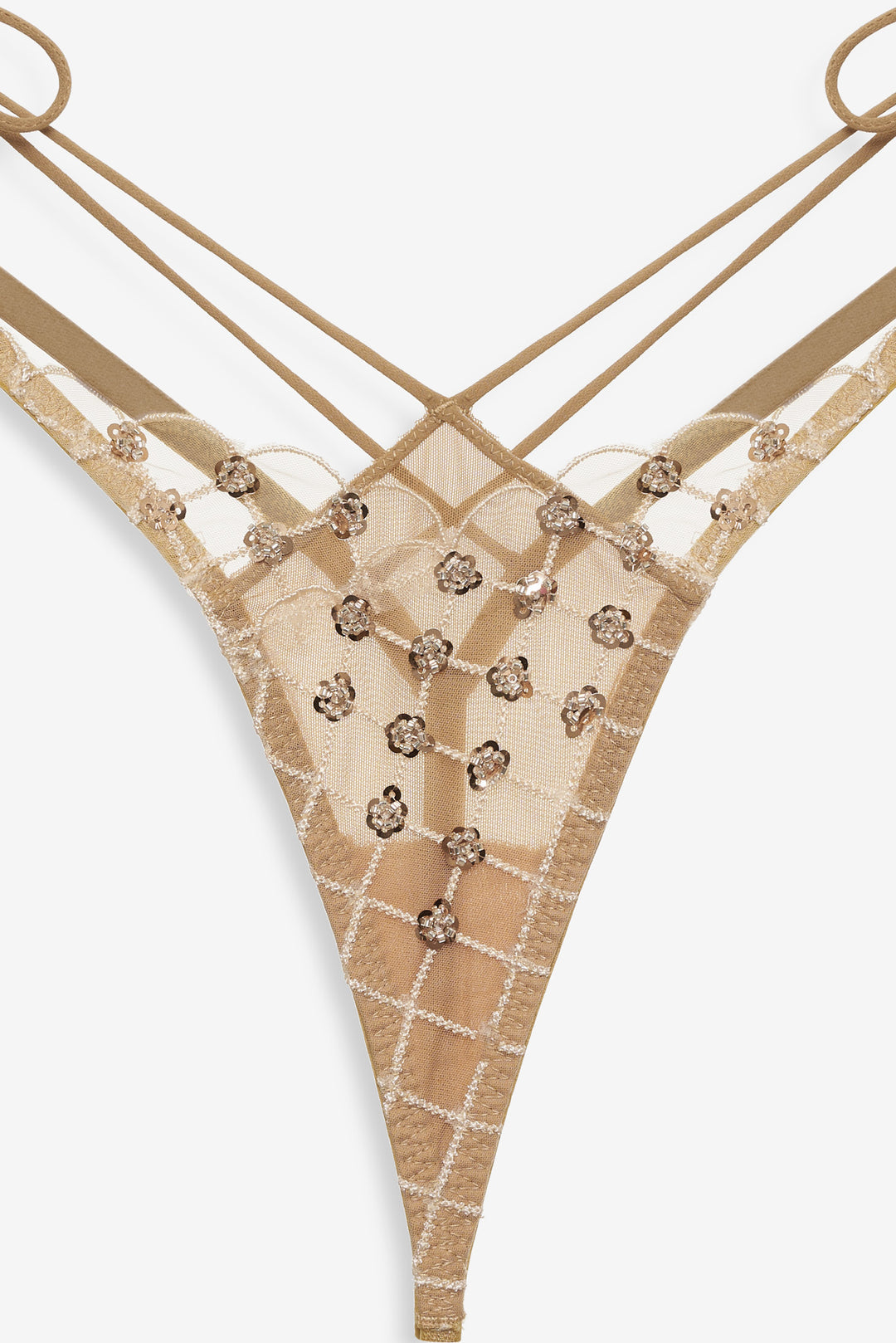 For Love and Lemons Dazzle Me Thong Panty - Gold