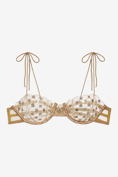 For Love and Lemons Dazzle Me Underwire Bra - Gold