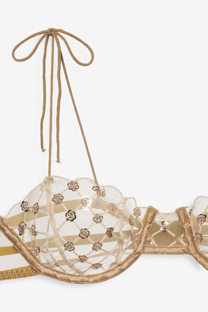 For Love and Lemons Dazzle Me Underwire Bra - Gold