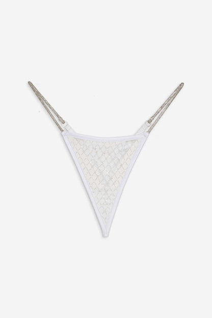 For Love and Lemons Glitter Thong Panty - White