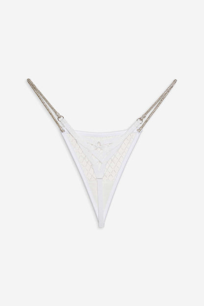 For Love and Lemons Glitter Thong Panty - White