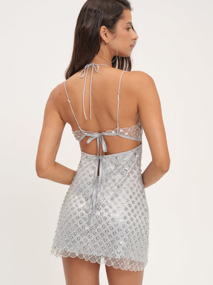 For Love and Lemons Dazzle Me Slip Dress - Silver