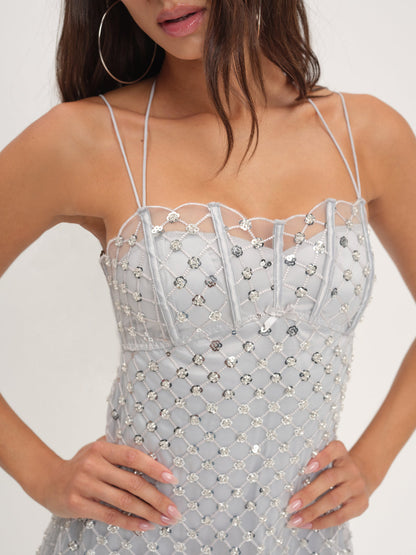 For Love and Lemons Dazzle Me Slip Dress - Silver