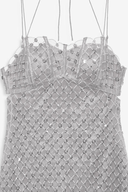For Love and Lemons Dazzle Me Slip Dress - Silver