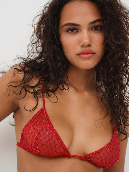 For Love and Lemons Glitter Bralette - Red