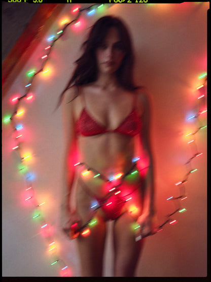 For Love and Lemons Glitter Bralette - Red