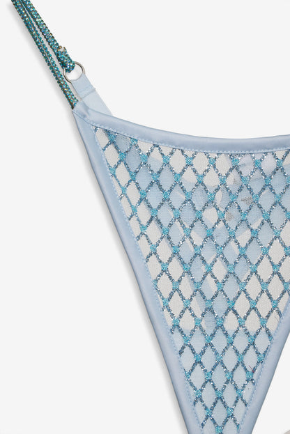 For Love and Lemons Glitter Thong Panty - Blue