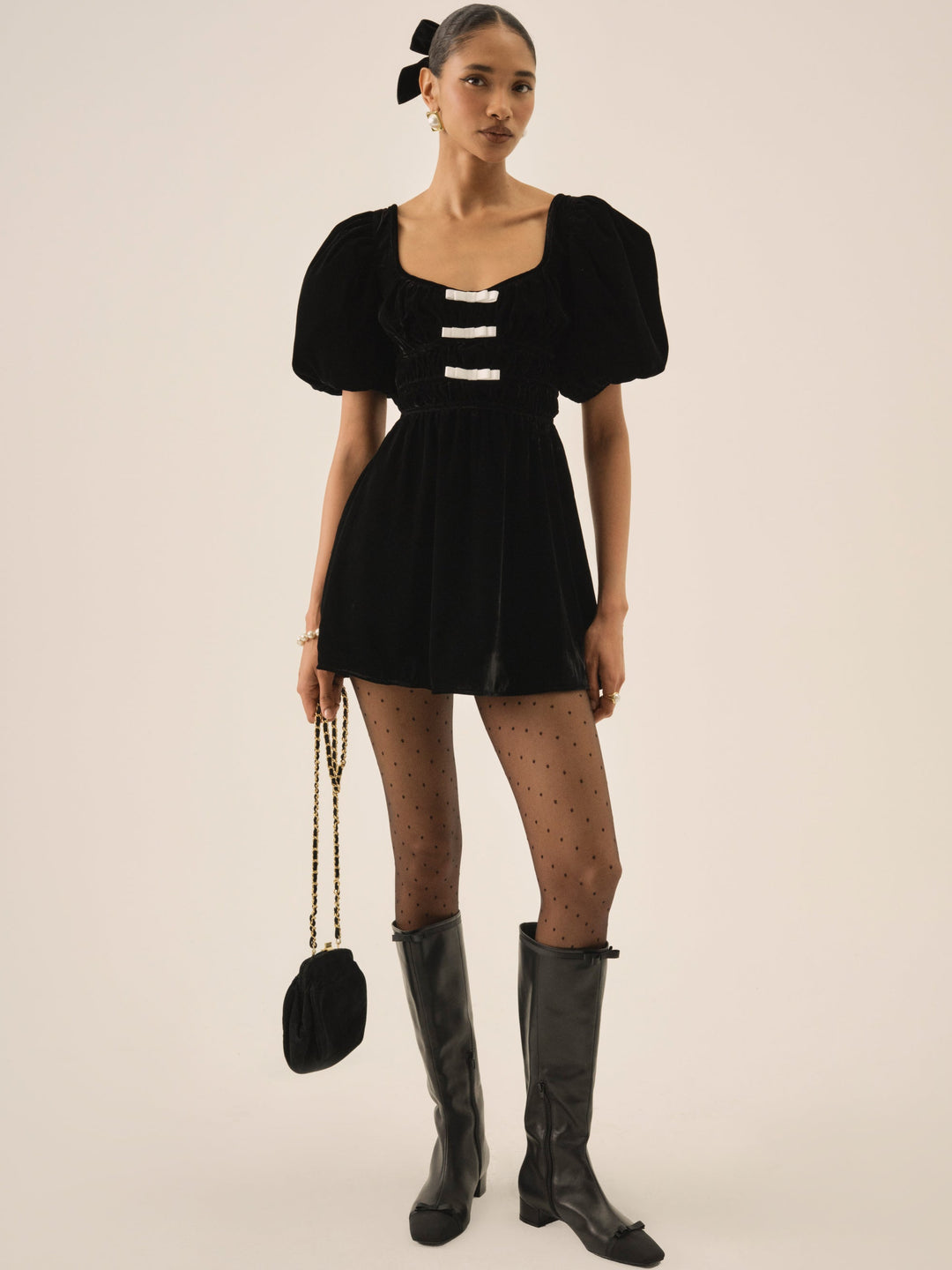 For Love and Lemons Marta Velvet Mini Dress - Black