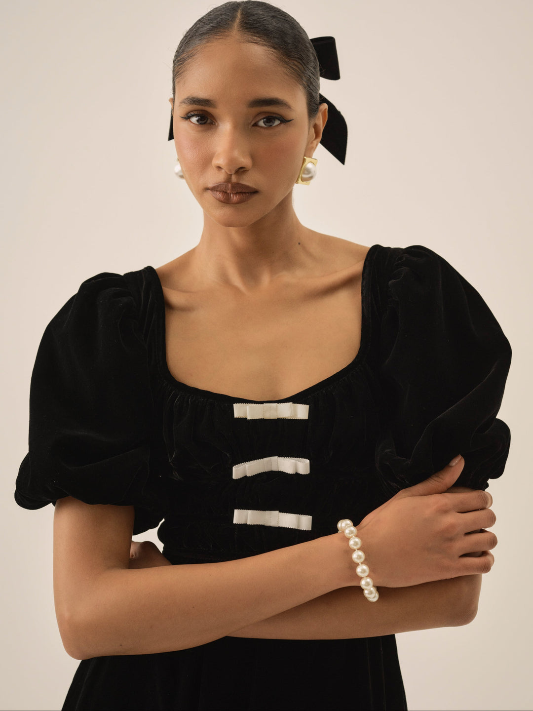For Love and Lemons Marta Velvet Mini Dress - Black