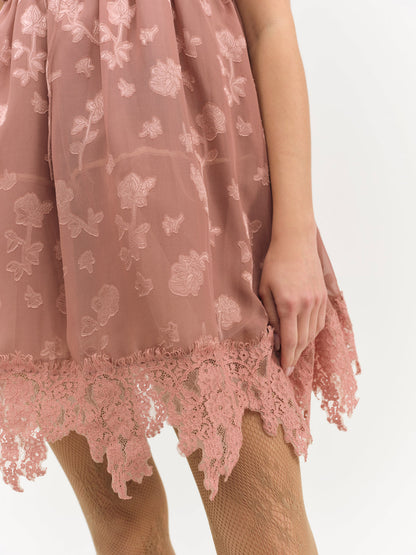 For Love and Lemons Olivia Mini Dress - Mahogany
