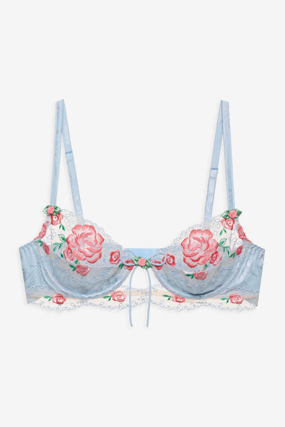 For Love and Lemons Vintage Rose Eyelet Bra - Blue