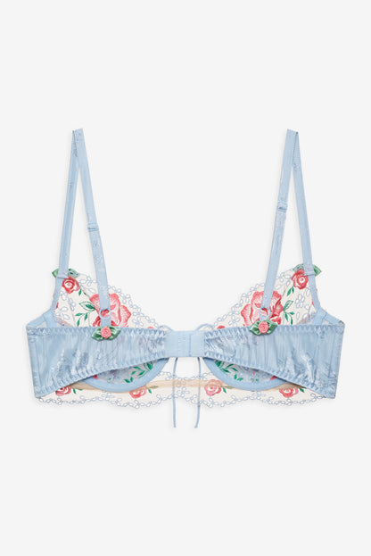 For Love and Lemons Vintage Rose Eyelet Bra - Blue