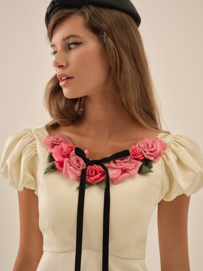 For Love and Lemons Rosalie Mini Dress - Cream