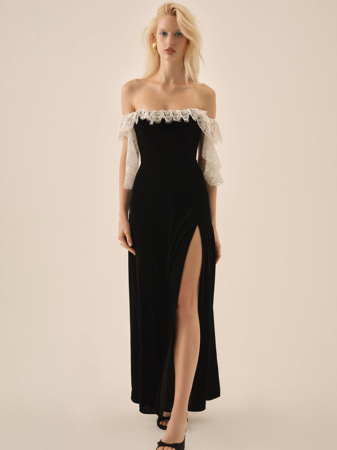 For Love and Lemons La Vie En Bow Velvet Maxi Dress - Black