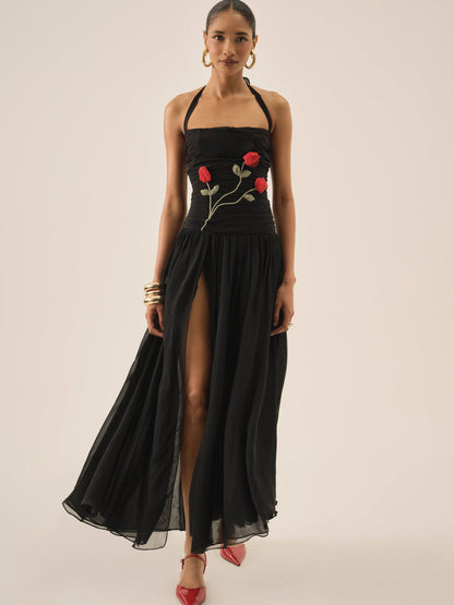 For Love and Lemons Ophelie Organza Maxi Dress - Black