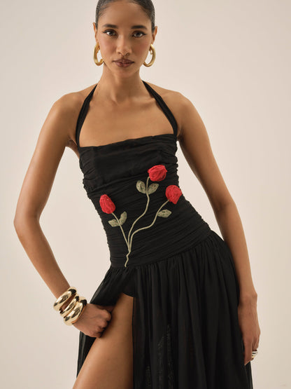 For Love and Lemons Ophelie Organza Maxi Dress - Black