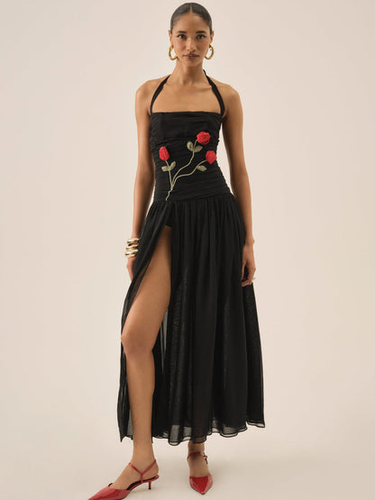 For Love and Lemons Ophelie Organza Maxi Dress - Black