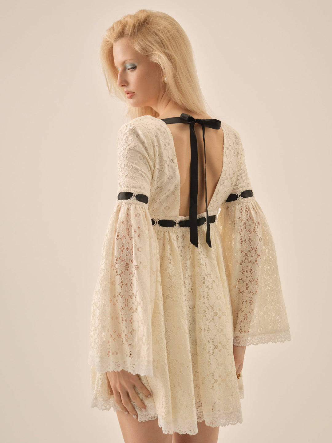 For Love and Lemons Creampuff Lace Mini Dress - Cream